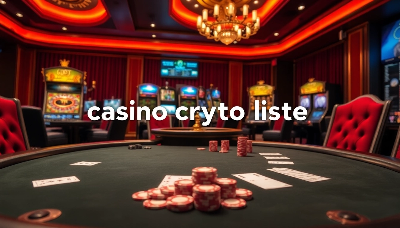 Vivez l'excitation dans un Casino Crypto Liste de luxe avec des jetons de poker et une roue de roulette.