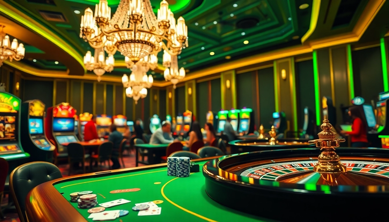 Casino en ligne argent réel, immersive gaming atmosphere with vibrant table and lively players.