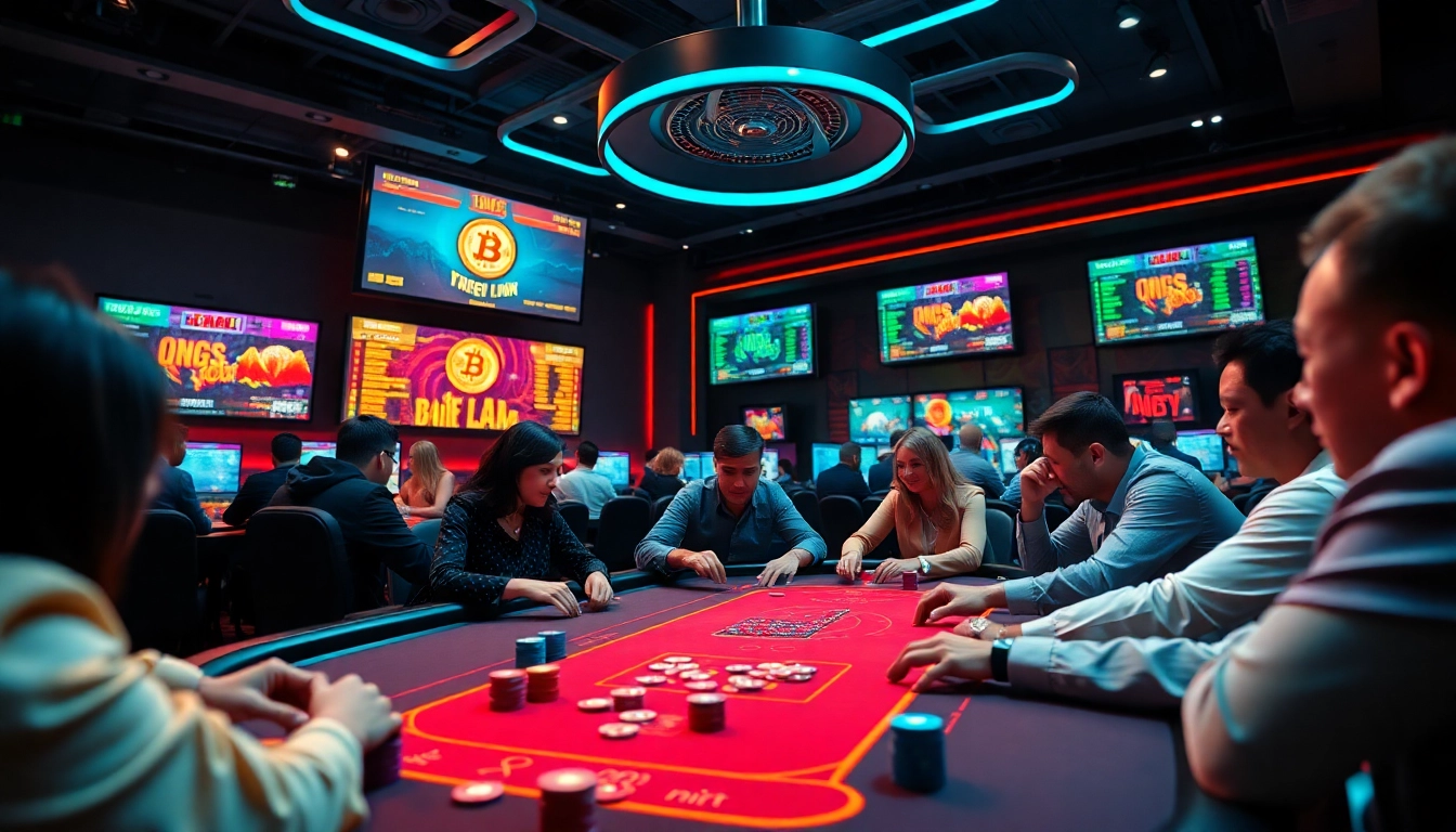 Jouez au casino crypto en ligne avec une atmosphère énergique et un décor moderne.
