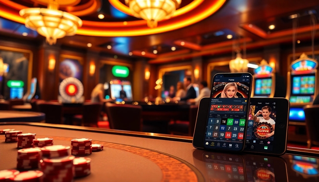 Experience the excitement of nhà cái c168 in a vibrant casino setting with poker chips and slot machines.